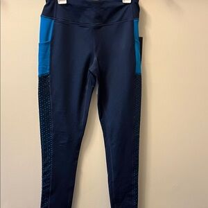 Avia Navy and Teal Girls' Athletic Leggings